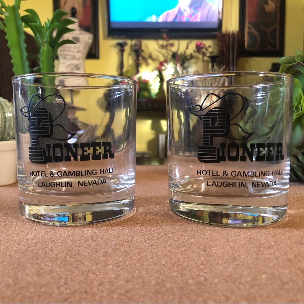 Vintage Laughlin Nevada Pioneer Whiskey Glass Set